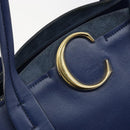 Chloe Tote Bag Leather Blue Gold Auth 184989A-15