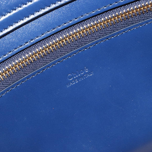Chloe Tote Bag Leather Blue Gold Auth 184989A