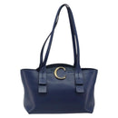 Chloe Tote Bag Leather Blue Gold Auth 184989A-2