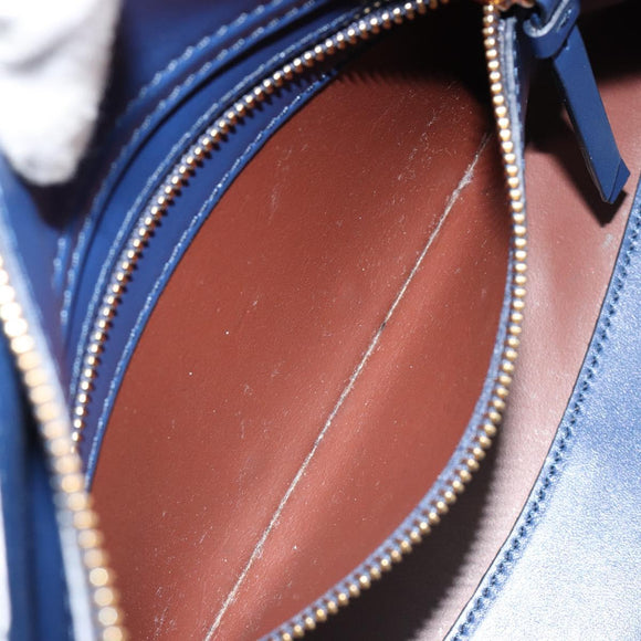 Chloe Tote Bag Leather Blue Gold Auth 184989A