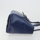 Chloe Tote Bag Leather Blue Gold Auth 184989A-4