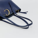 Chloe Tote Bag Leather Blue Gold Auth 184989A-7