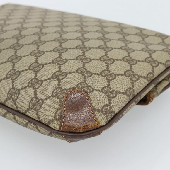 GUCCI GG Supreme Clutch Bag PVC Beige Gold 004 39 6092 Auth 184990