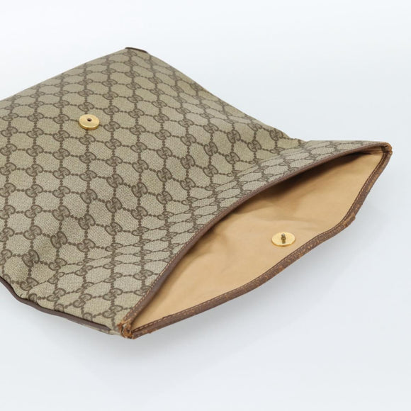 GUCCI GG Supreme Clutch Bag PVC Beige Gold 004 39 6092 Auth 184990