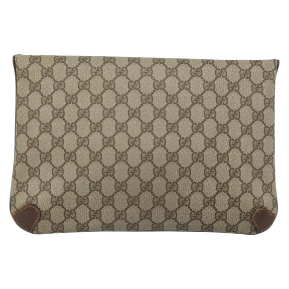 GUCCI GG Supreme Clutch Bag PVC Beige Gold 004 39 6092 Auth 184990