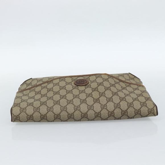 GUCCI GG Supreme Clutch Bag PVC Beige Gold 004 39 6092 Auth 184990