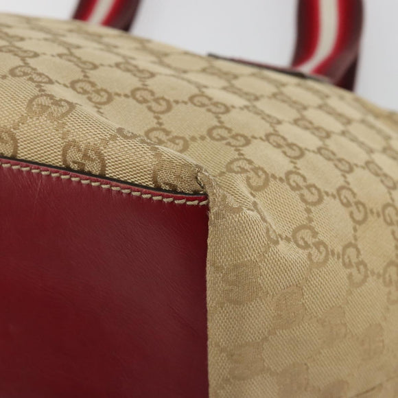 GUCCI GG Canvas Sherry Line Hand Bag Beige Gold 131230 Auth 184991A
