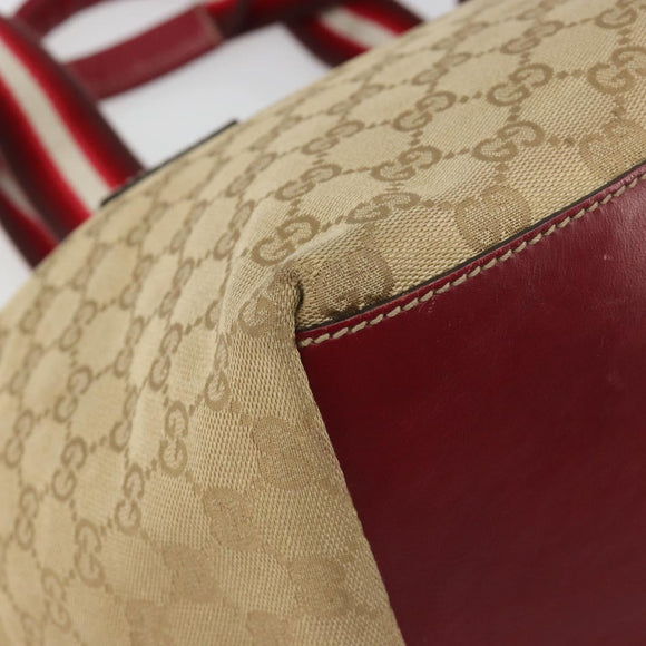 GUCCI GG Canvas Sherry Line Hand Bag Beige Gold 131230 Auth 184991A
