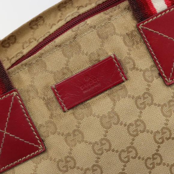 GUCCI GG Canvas Sherry Line Hand Bag Beige Gold 131230 Auth 184991A