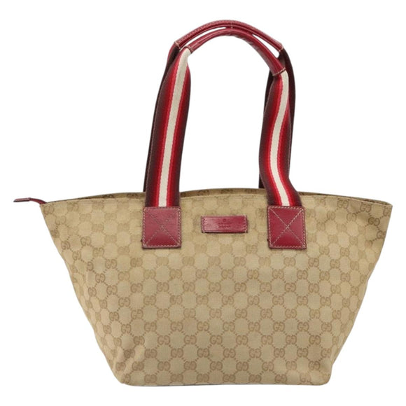 GUCCI GG Canvas Sherry Line Hand Bag Beige Gold 131230 Auth 184991A