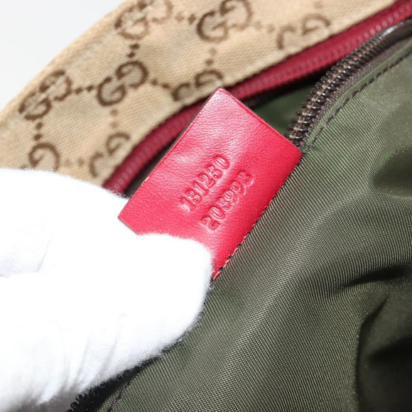 GUCCI GG Canvas Sherry Line Hand Bag Beige Gold 131230 Auth 184991A