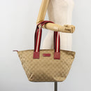 GUCCI GG Canvas Sherry Line Hand Bag Beige Gold 131230 Auth 184991A-23