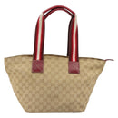 GUCCI GG Canvas Sherry Line Hand Bag Beige Gold 131230 Auth 184991A-2