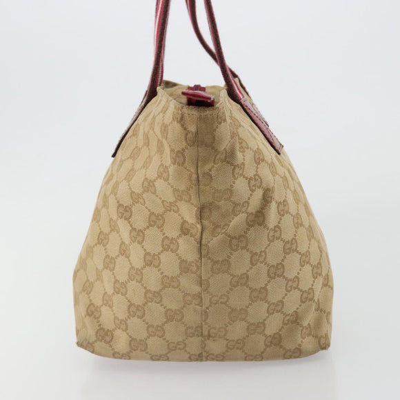GUCCI GG Canvas Sherry Line Hand Bag Beige Gold 131230 Auth 184991A