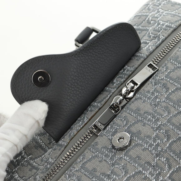 Christian Dior Trotter Canvas Boston Bag 2way Gray Silver Auth 184998SM