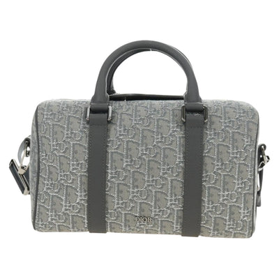 Christian Dior Trotter Canvas Boston Bag 2way Gray Silver Auth 184998SM - 0