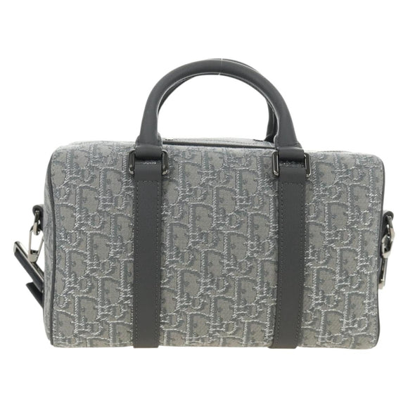 Christian Dior Trotter Canvas Boston Bag 2way Gray Silver Auth 184998SM