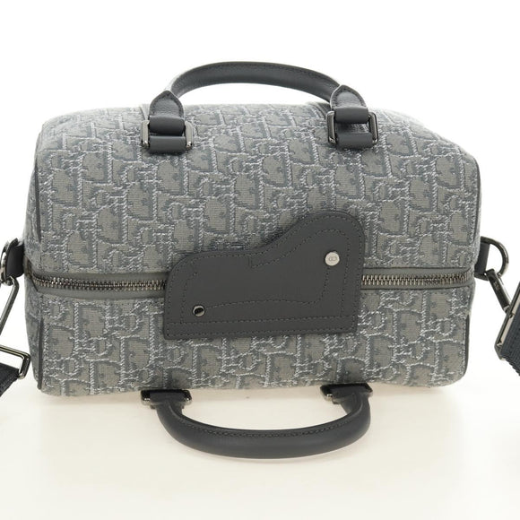 Christian Dior Trotter Canvas Boston Bag 2way Gray Silver Auth 184998SM
