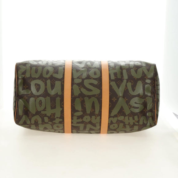 LOUIS VUITTON Monogram Graffiti Keepall 50 Boston tas Kaki M92196 Auth 184999SV