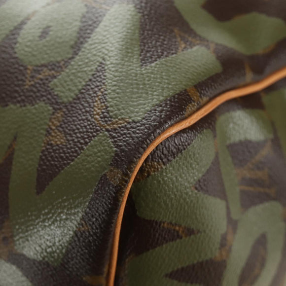 LOUIS VUITTON Monogram Graffiti Keepall 50 Boston tas Kaki M92196 Auth 184999SV