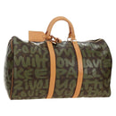 LOUIS VUITTON Monogram Graffiti Keepall 50 Boston tas Kaki M92196 Auth 184999SV-1