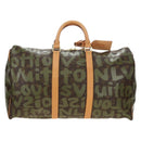 LOUIS VUITTON Monogram Graffiti Keepall 50 Boston Bag Khaki M92196 Auth 184999SV-2