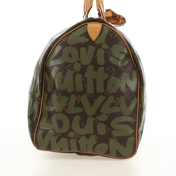 LOUIS VUITTON Monogram Graffiti Keepall 50 Boston tas Kaki M92196 Auth 184999SV