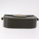 BALLY Shoulder Bag Leather Green Gold Auth 185005-6