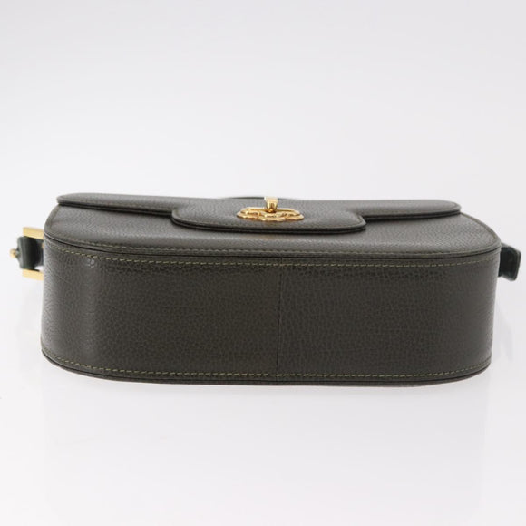 BALLY Shoulder Bag Leather Green Gold Auth 185005