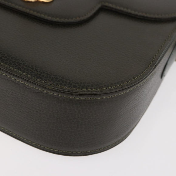 BALLY Shoulder Bag Leather Green Gold Auth 185005