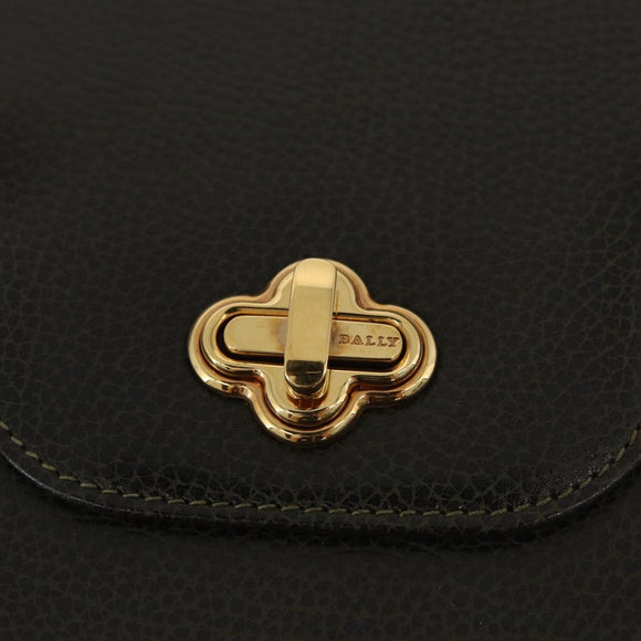 BALLY Shoulder Bag Leather Green Gold Auth 185005