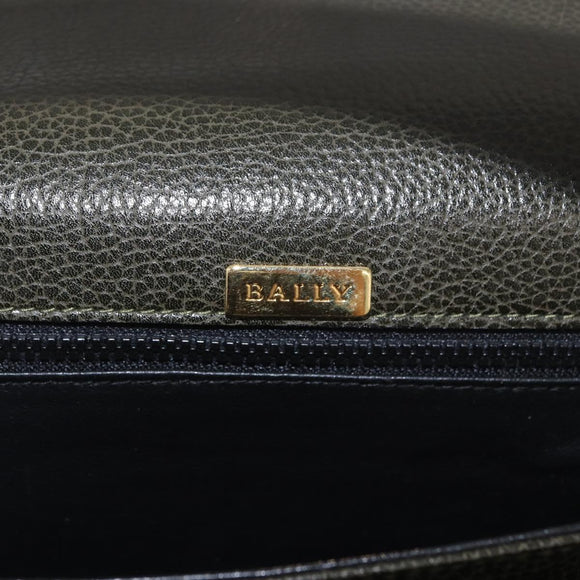 BALLY Shoulder Bag Leather Green Gold Auth 185005