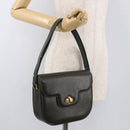 BALLY Shoulder Bag Leather Green Gold Auth 185005-26