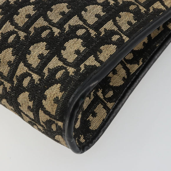 Christian Dior Trotter Canvas Shoulder Bag Navy Gold Auth 185006