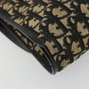 Christian Dior Trotter Canvas Shoulder Bag Navy Gold Auth 185006-16