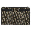 Christian Dior Trotter Canvas Shoulder Bag Navy Gold Auth 185006-13