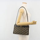 Christian Dior Trotter Canvas Shoulder Bag Navy Gold Auth 185006-20