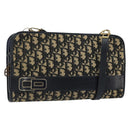 Christian Dior Trotter Canvas Shoulder Bag Navy Gold Auth 185007A-1
