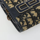Christian Dior Trotter Canvas Shoulder Bag Navy Gold Auth 185007A-11