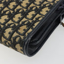 Christian Dior Trotter Canvas Shoulder Bag Navy Gold Auth 185007A-12