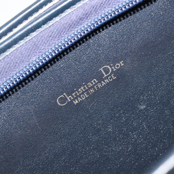 Christian Dior Trotter Canvas Shoulder Bag Navy Gold Auth 185007A