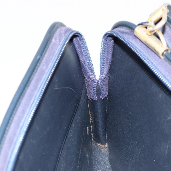 Christian Dior Trotter Canvas Shoulder Bag Navy Gold Auth 185007A