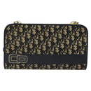 Christian Dior Trotter Canvas Shoulder Bag Navy Gold Auth 185007A-2