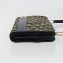 Christian Dior Trotter Canvas Shoulder Bag Navy Gold Auth 185007A-4