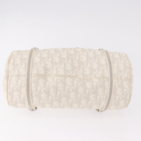 Christian Dior Trotter Canvas Romantic Chain Bag PVC White Silver Auth 185008SAV