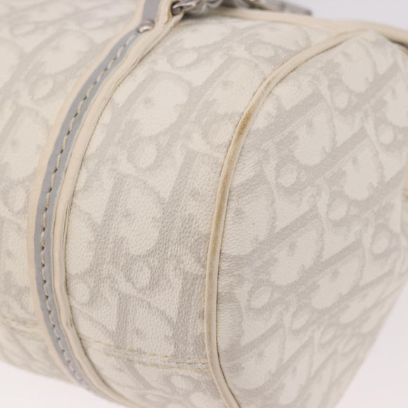 Christian Dior Trotter Canvas Romantic Chain Bag PVC White Silver Auth 185008SAV
