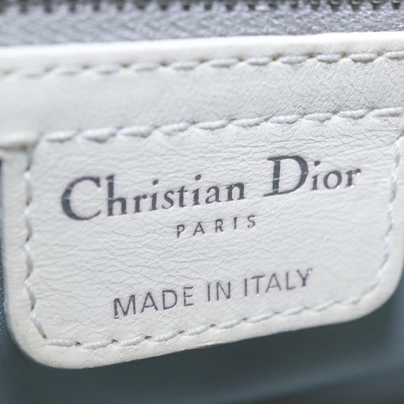 Christian Dior Trotter Canvas Romantic Chain Bag PVC White Silver Auth 185008SAV