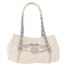Christian Dior Trotter Canvas Romantic Chain Bag PVC White Silver Auth 185008SAV-13