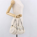 Christian Dior Trotter Canvas Romantic Chain Bag PVC White Silver Auth 185008SAV-25
