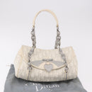 Christian Dior Trotter Canvas Romantic Chain Bag PVC White Silver Auth 185008SAV-12